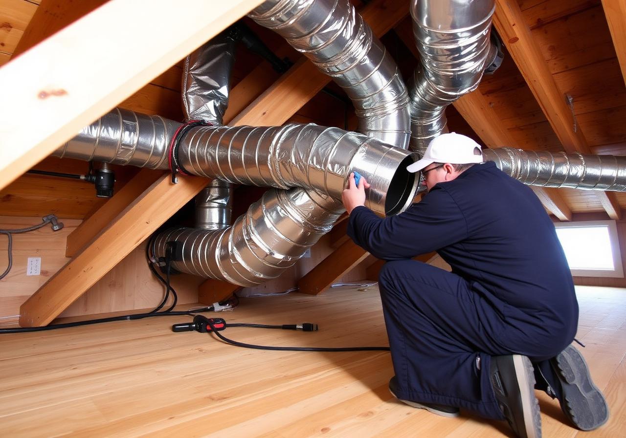 Aeroseal duct sealing in attic