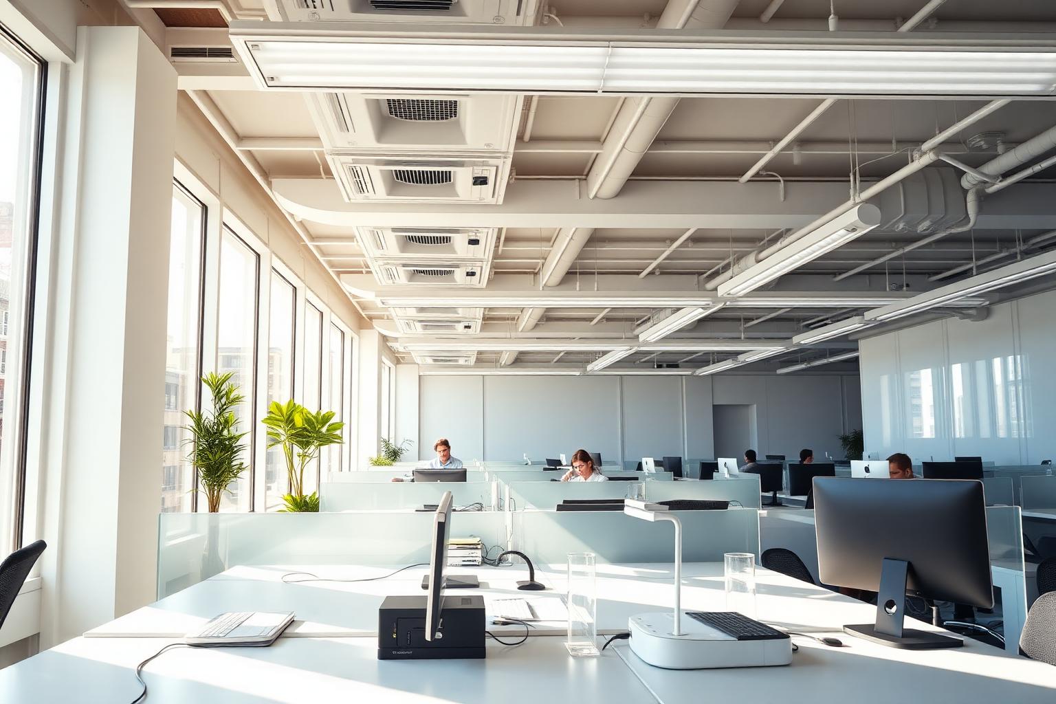 Bright modern Tulsa office with visible ceiling air vents