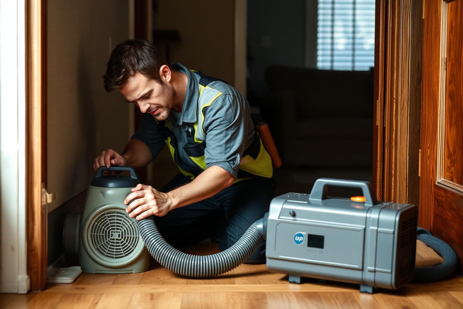 Technician cleaning a floor vent in a Tulsa home
