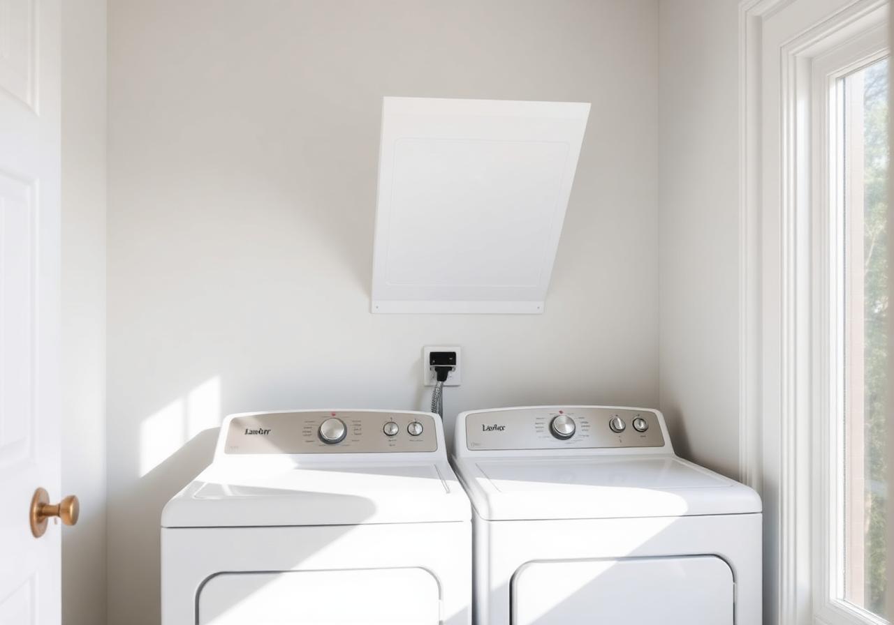 Modern laundry room with clean dryer vent
